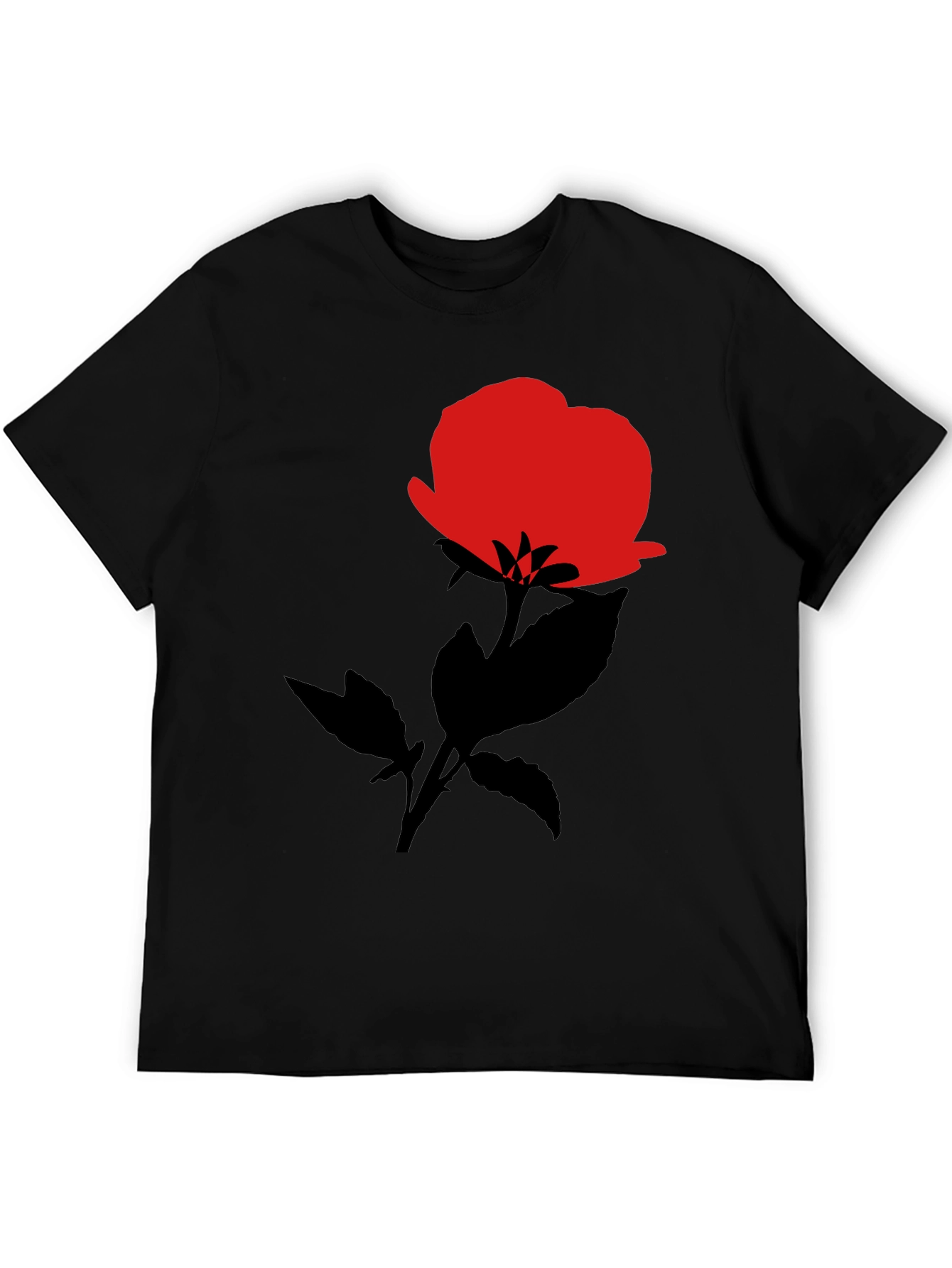 Red Rose Graphic Black T-Shirt