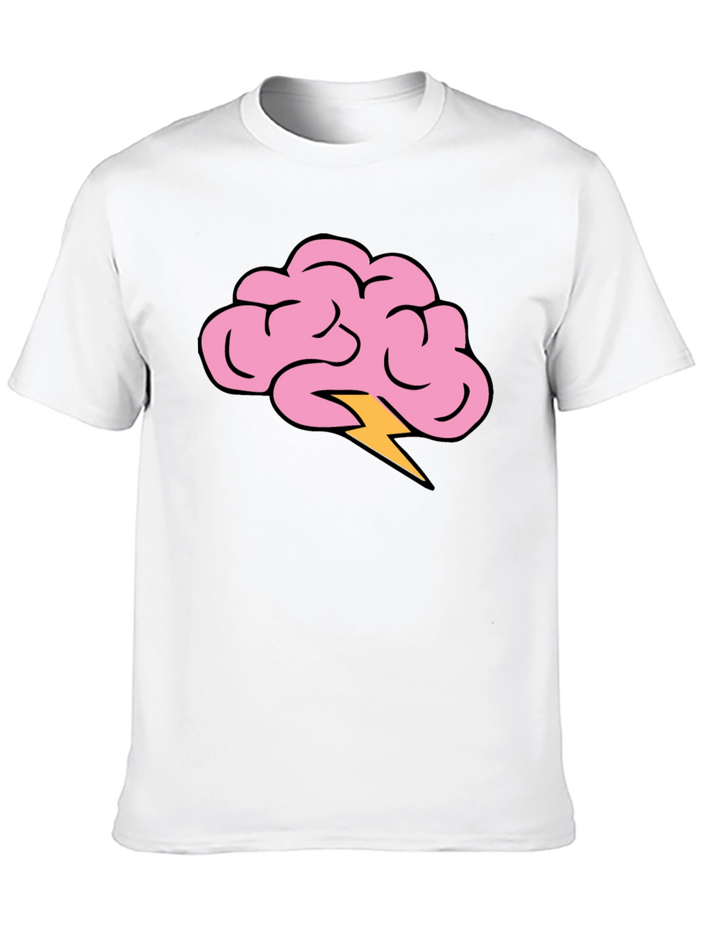 Brain Lightning Bolt Graphic Tee - Black Cotton T-Shirt