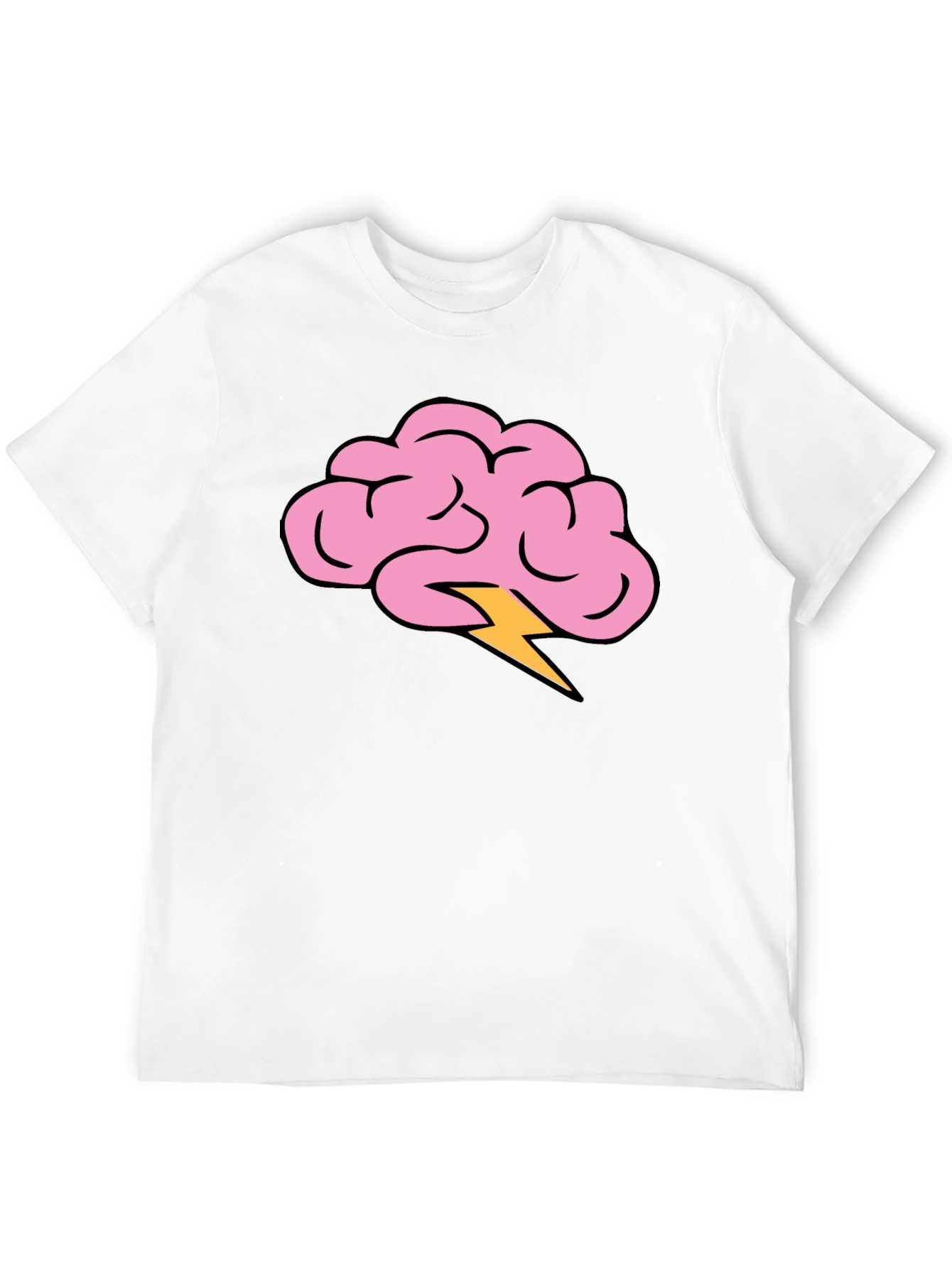 Brain Lightning Bolt Graphic Tee - Black Cotton T-Shirt