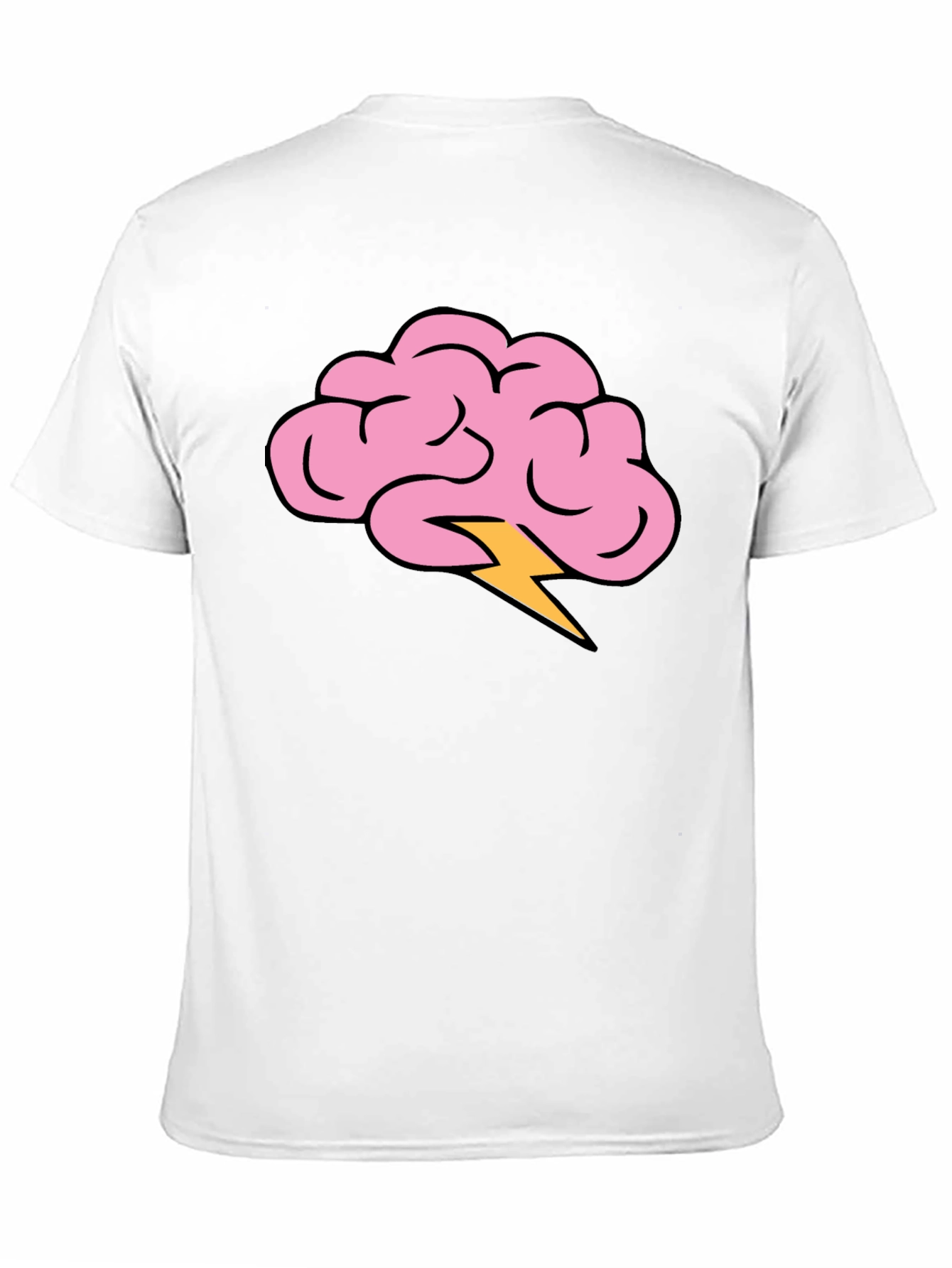 Brain Lightning Bolt Graphic Tee - Black Cotton T-Shirt
