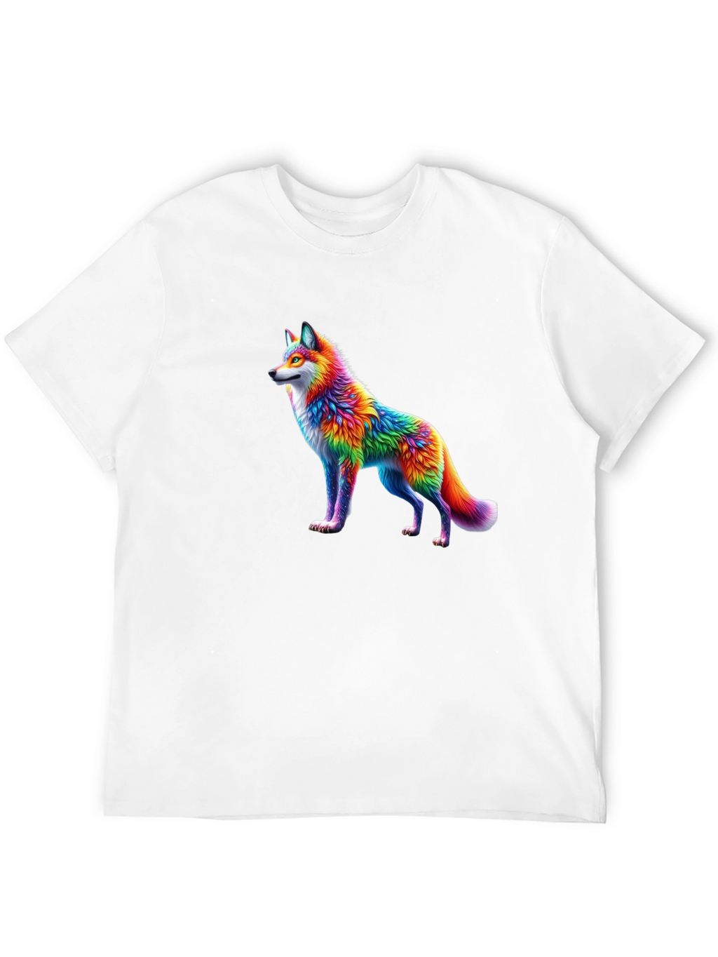 Rainbow Wolf Graphic Black T-Shirt