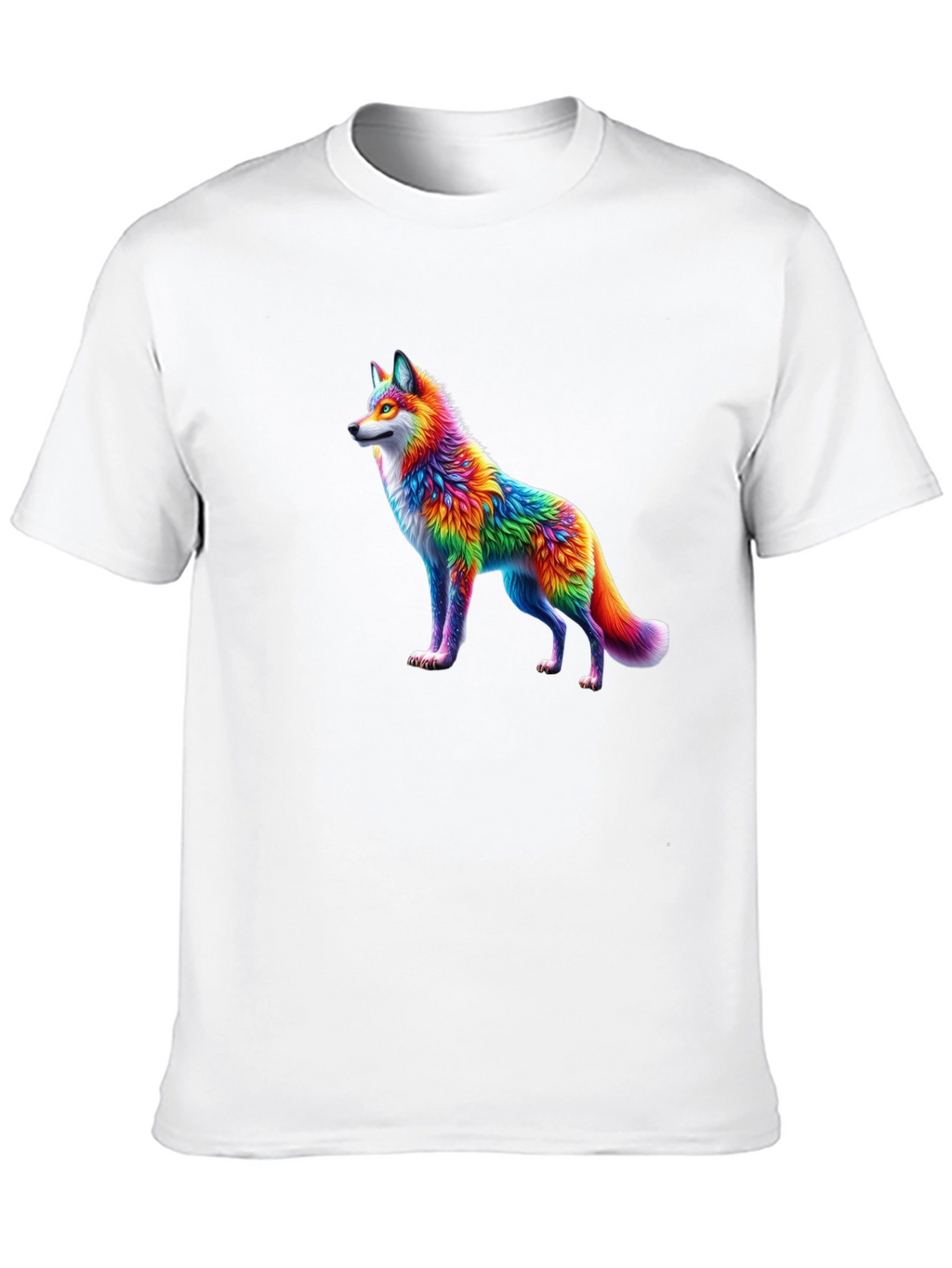 Rainbow Wolf Graphic Black T-Shirt