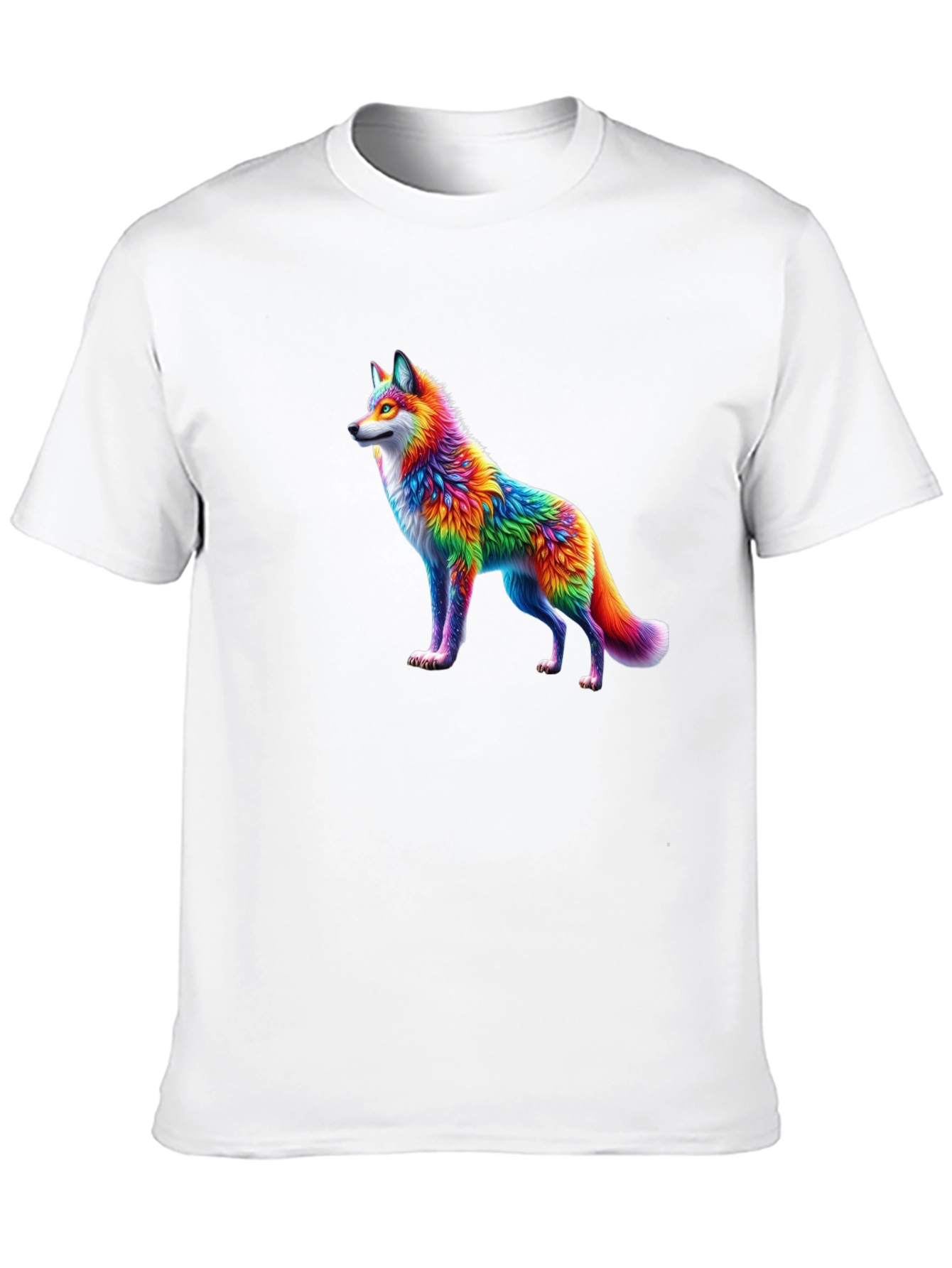 Rainbow Wolf Graphic Black T-Shirt