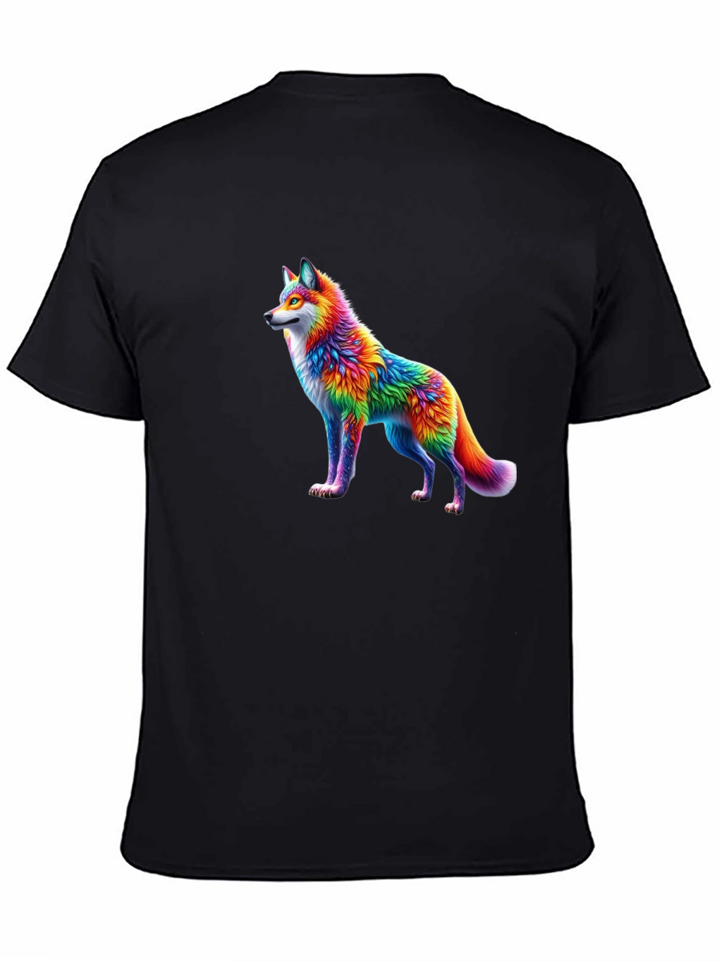 Rainbow Wolf Graphic Black T-Shirt