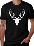 Mens Deer Antler Graphic Tee - Black