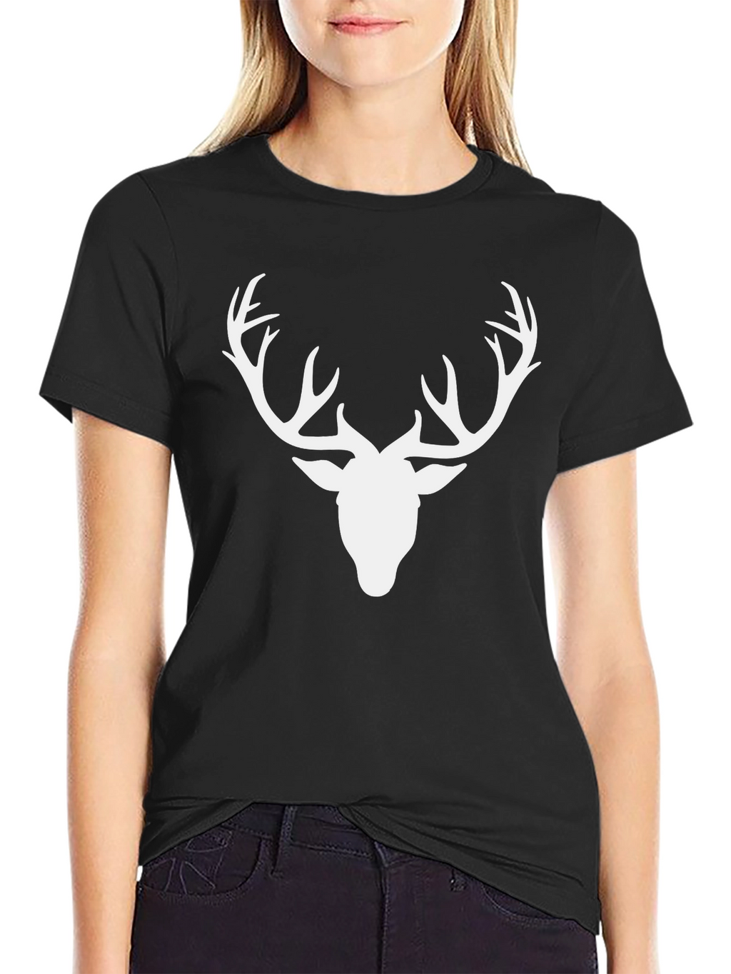 Mens Deer Antler Graphic Tee - Black
