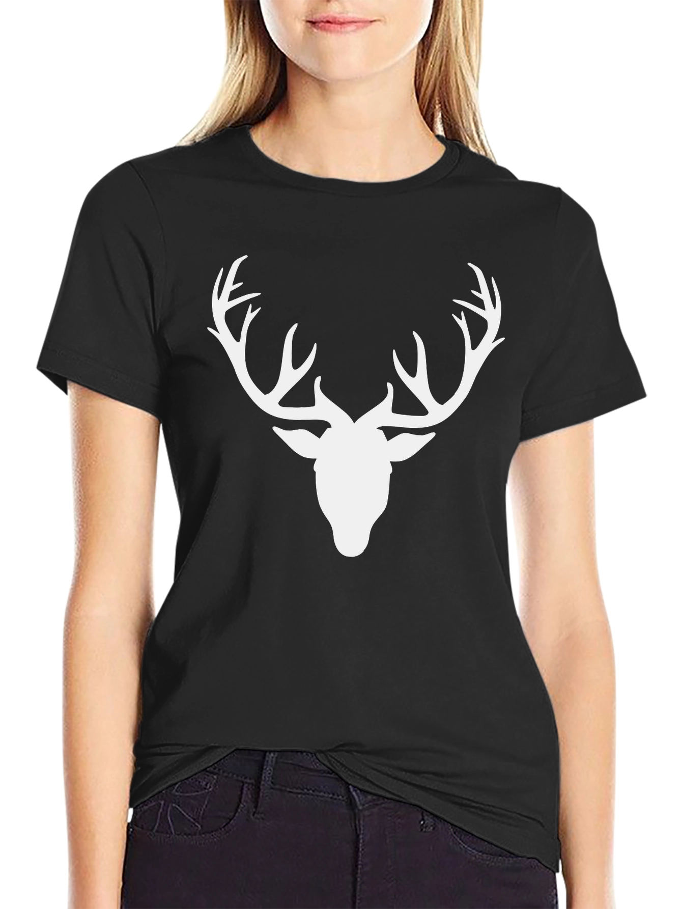 Mens Deer Antler Graphic Tee - Black