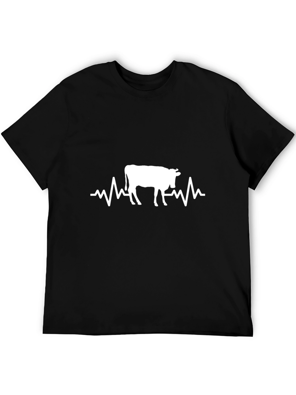 Cow Heartbeat T-Shirt - Black Cotton Tee