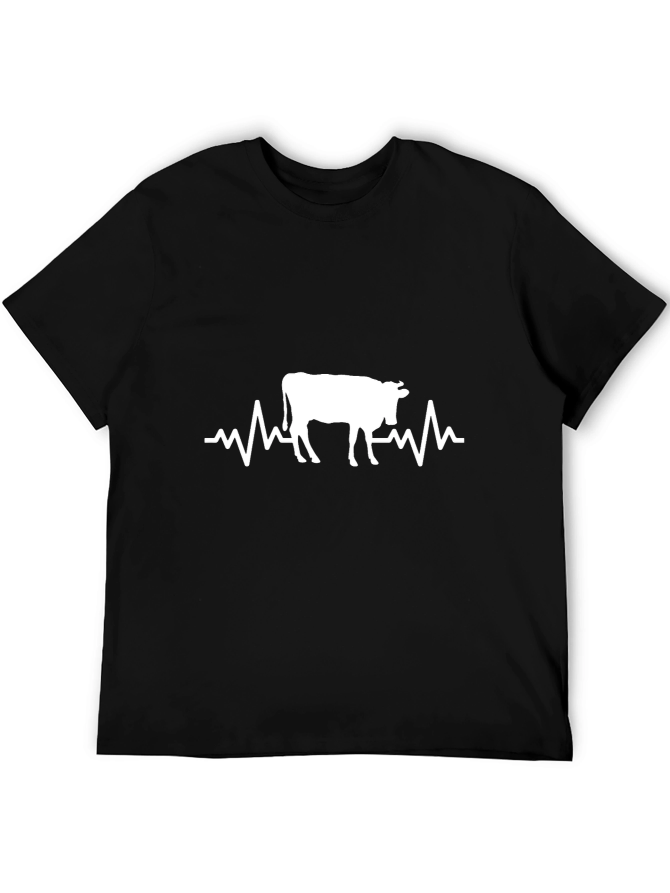 Cow Heartbeat T-Shirt - Black Cotton Tee