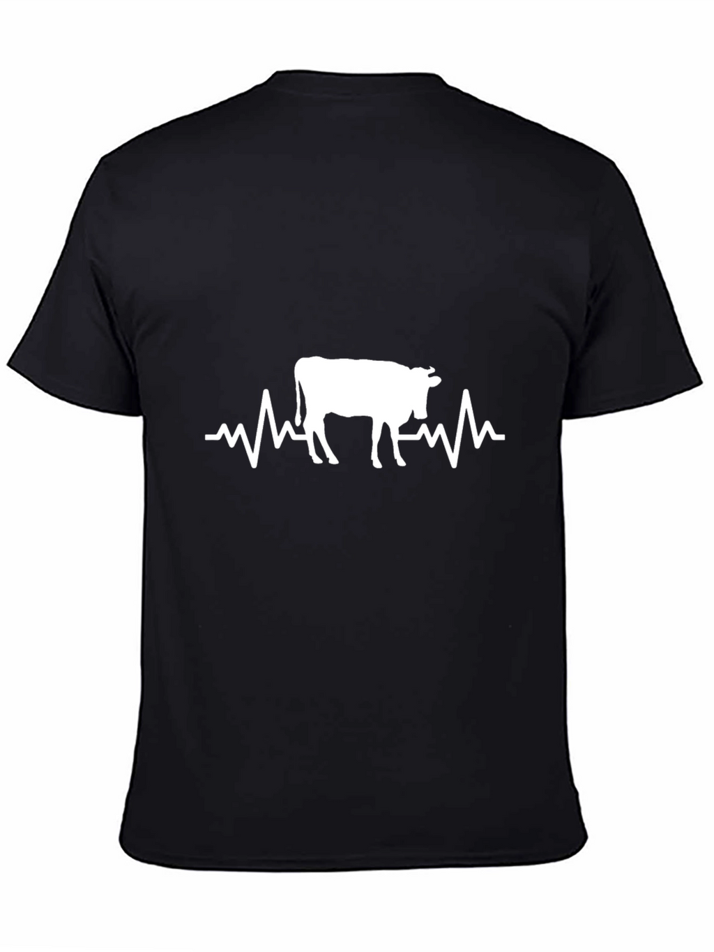 Cow Heartbeat T-Shirt - Black Cotton Tee