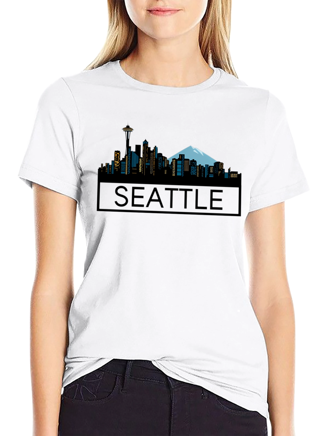 Seattle Skyline Graphic Tee - Black