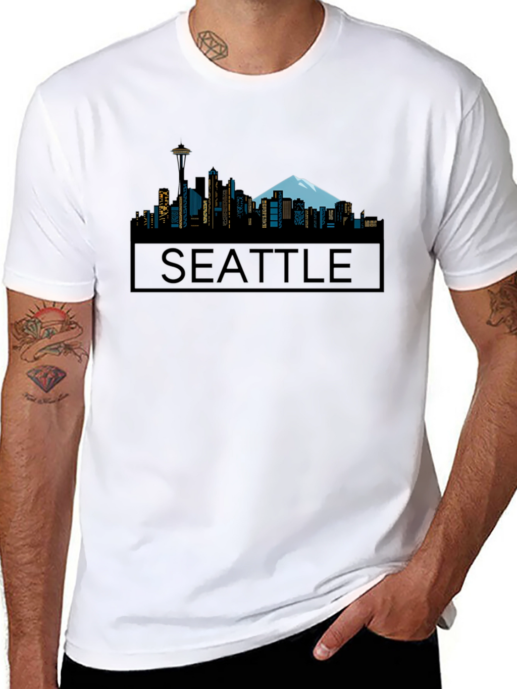 Seattle Skyline Graphic Tee - Black