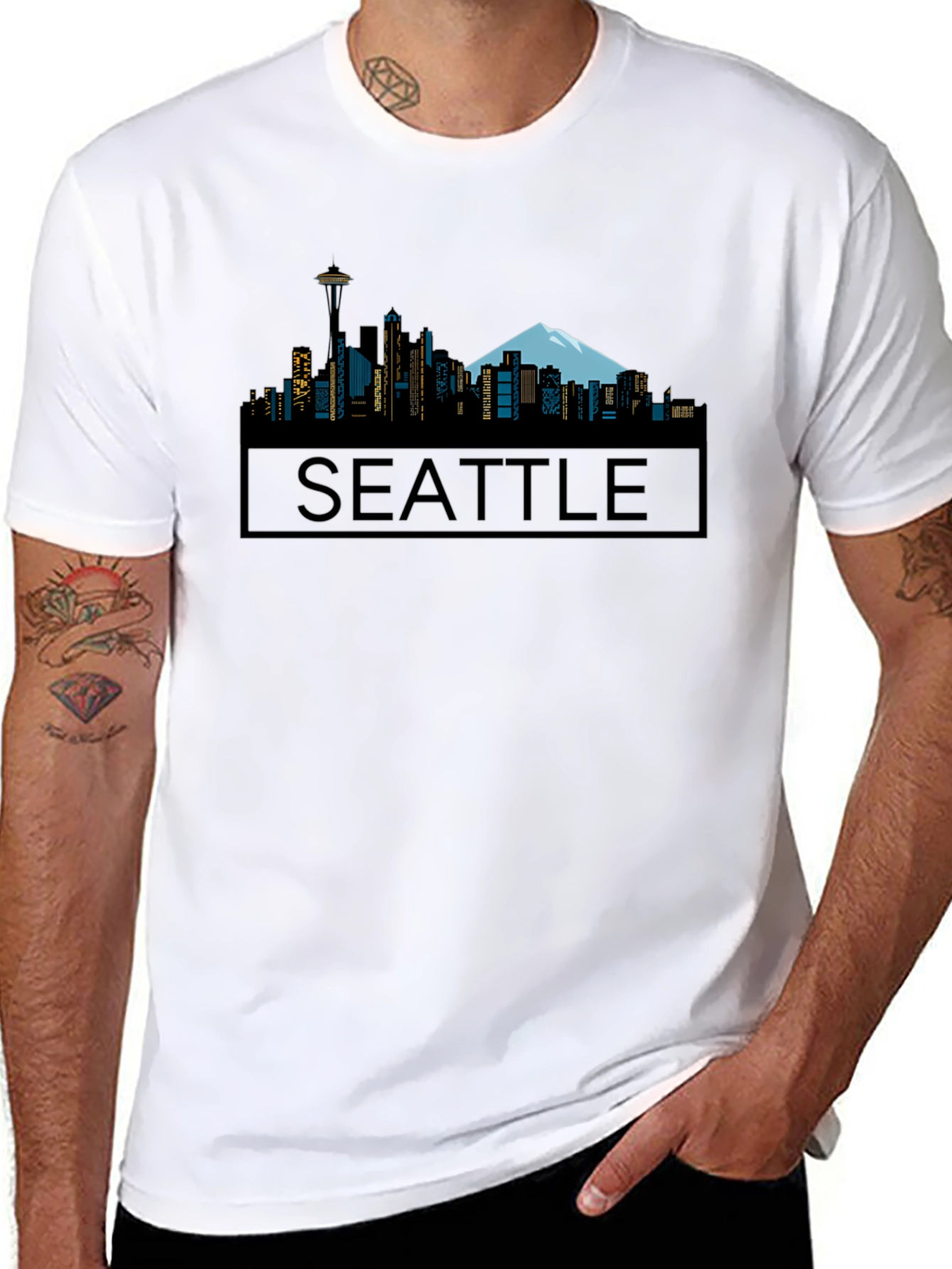 Seattle Skyline Graphic Tee - Black