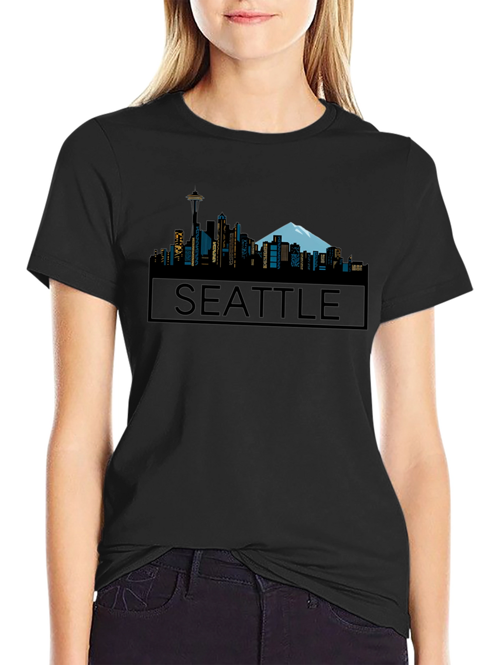 Seattle Skyline Graphic Tee - Black