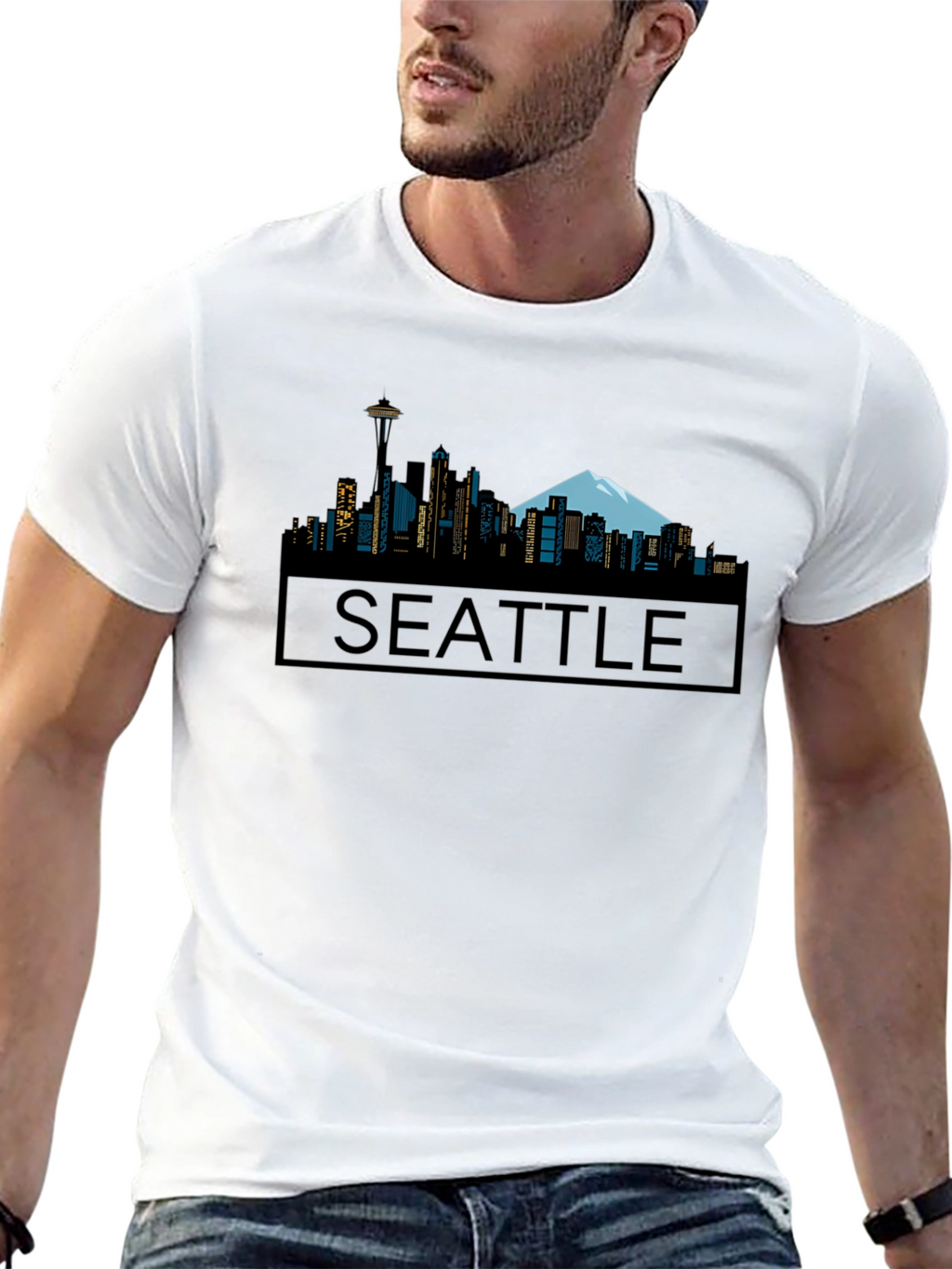 Seattle Skyline Graphic Tee - Black
