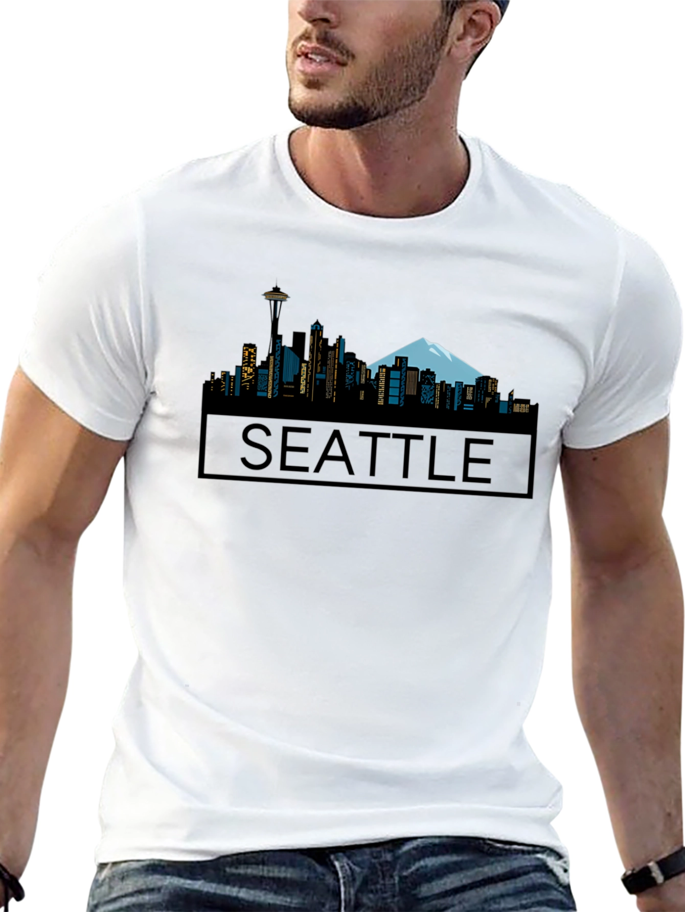 Seattle Skyline Graphic Tee - Black