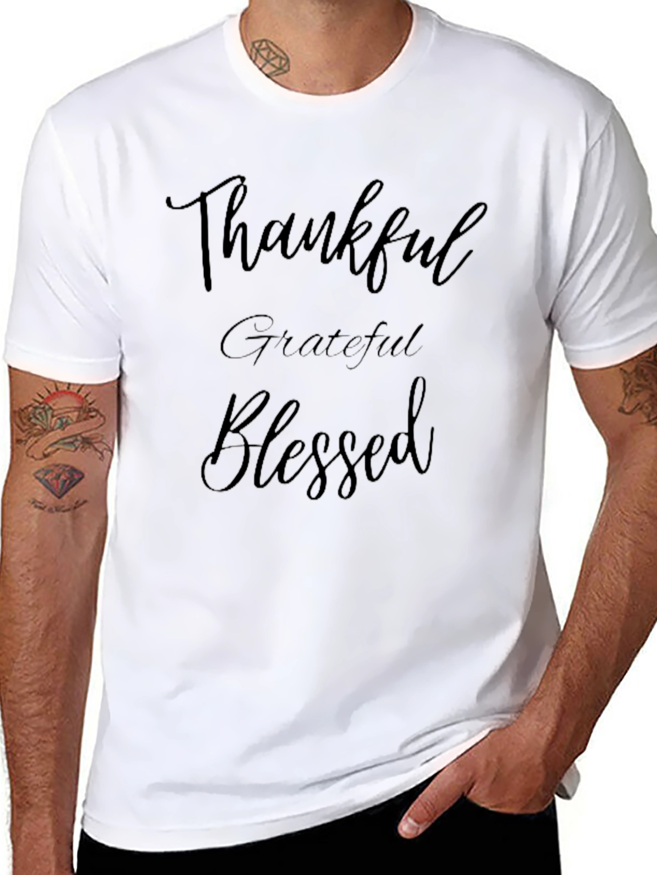 Thankful Grateful Blessed Black T-Shirt