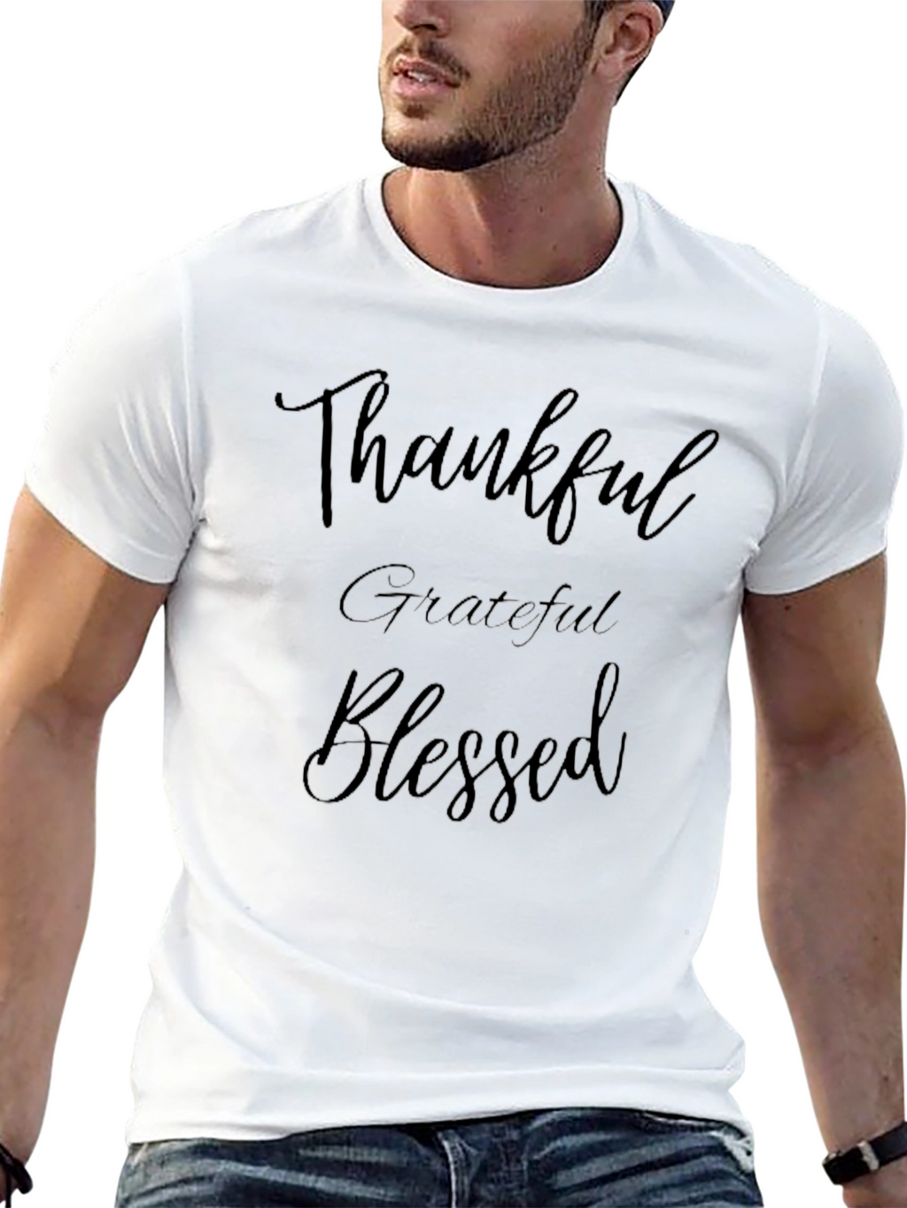 Thankful Grateful Blessed Black T-Shirt