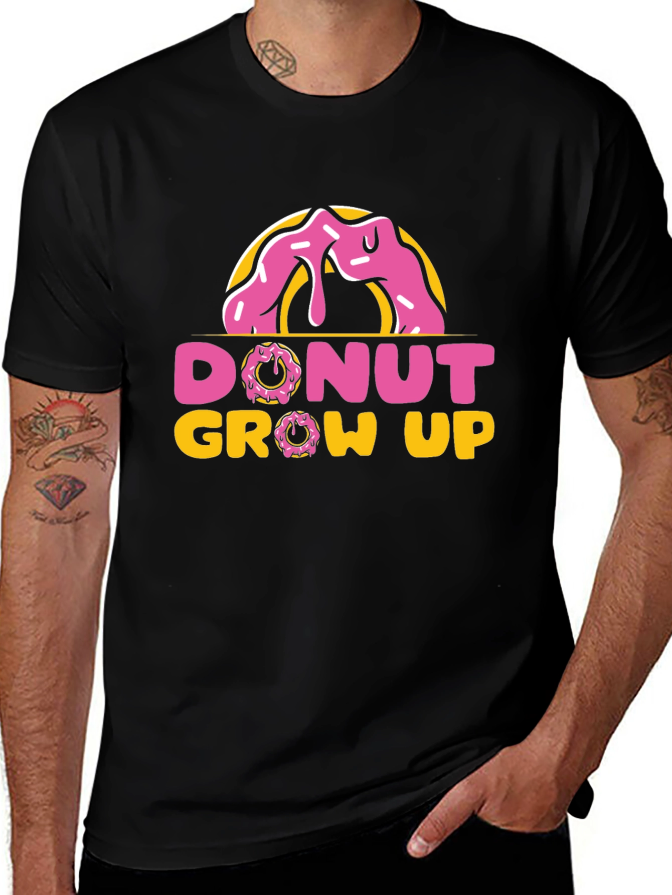 Donut Grow Up Black T-Shirt