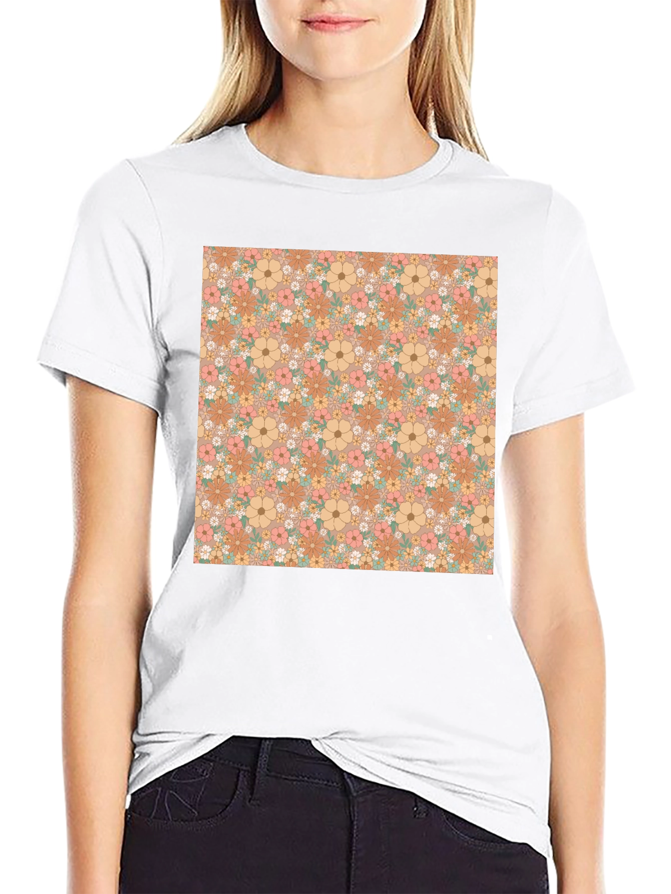 Retro Floral Print Tee