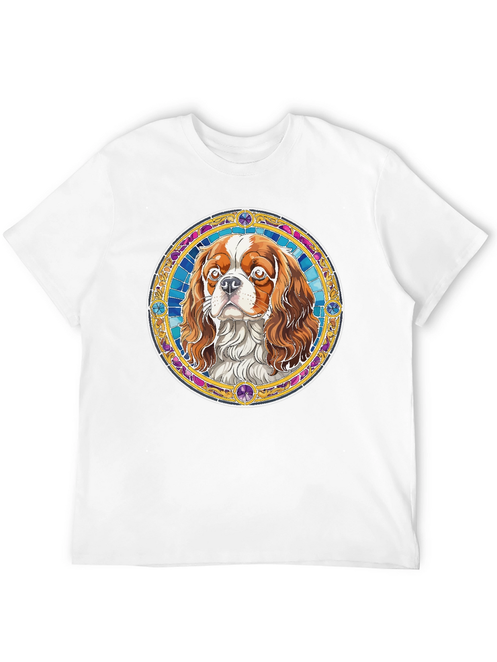 Cavalier King Charles Spaniel Stained Glass Style T-Shirt