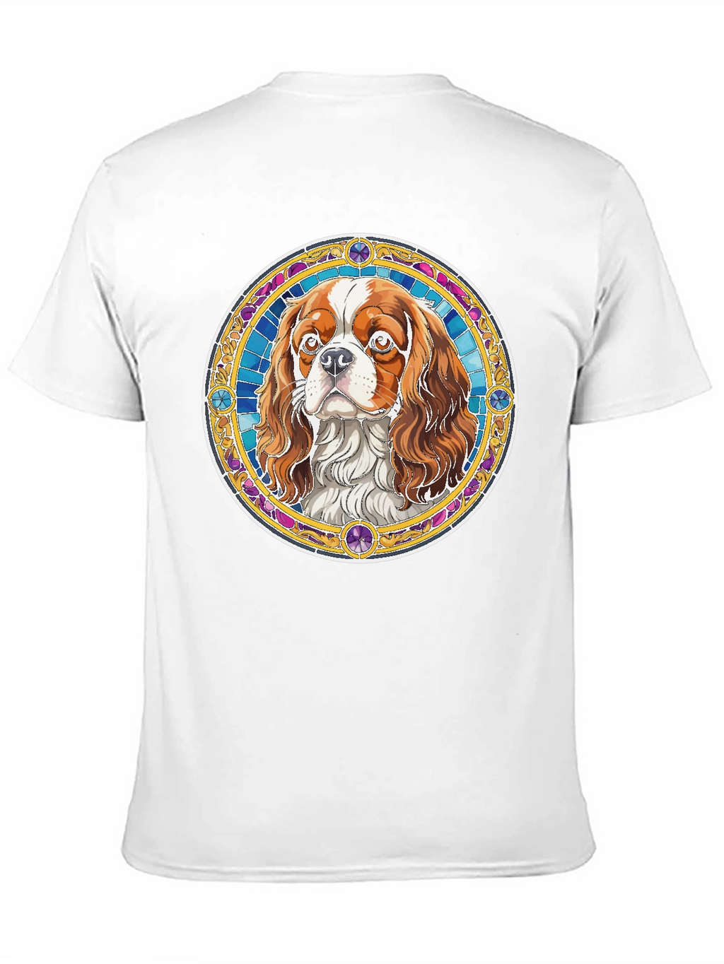 Cavalier King Charles Spaniel Stained Glass Style T-Shirt