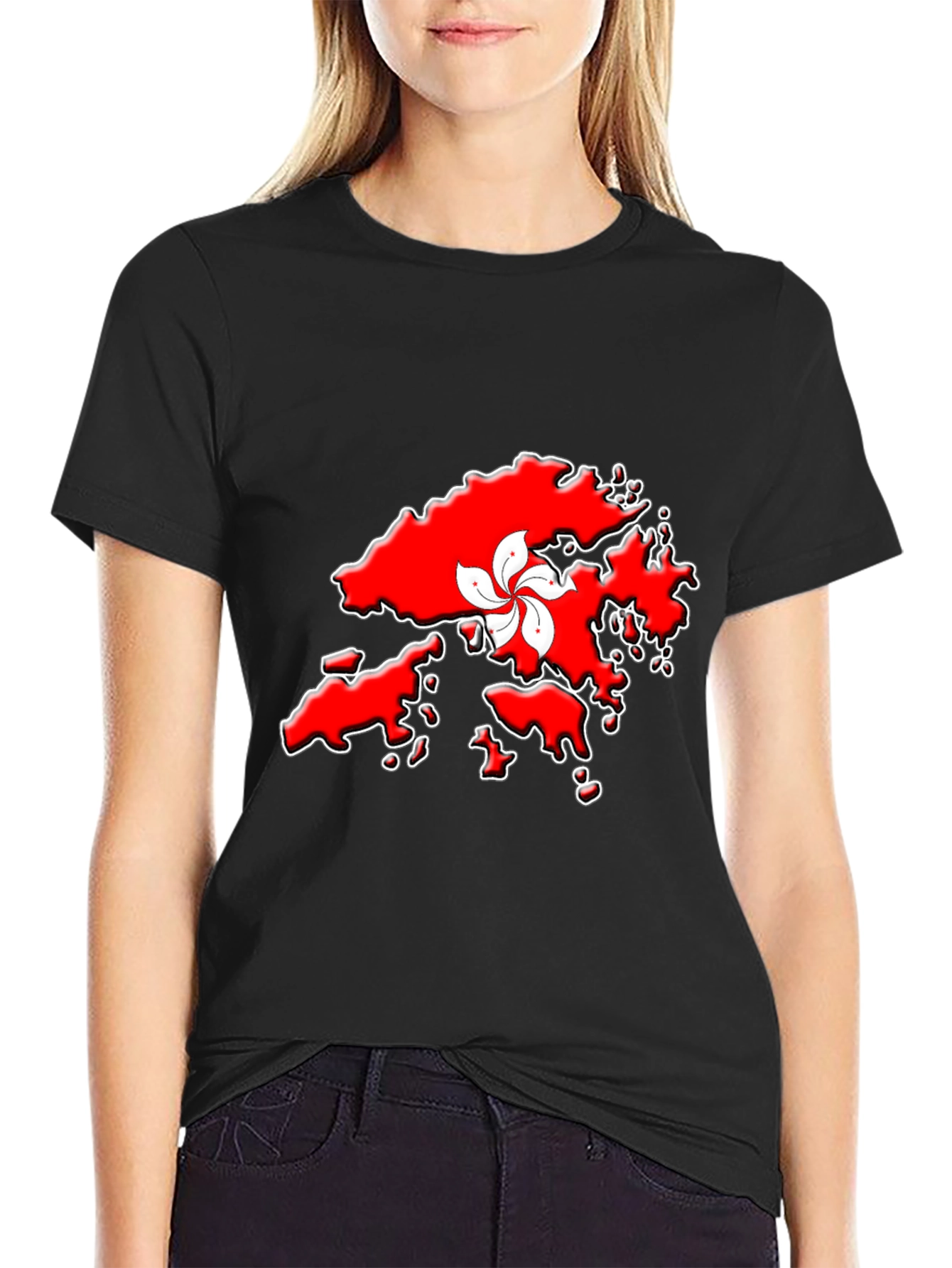 Hong Kong Map T-Shirt - Red Graphic Tee