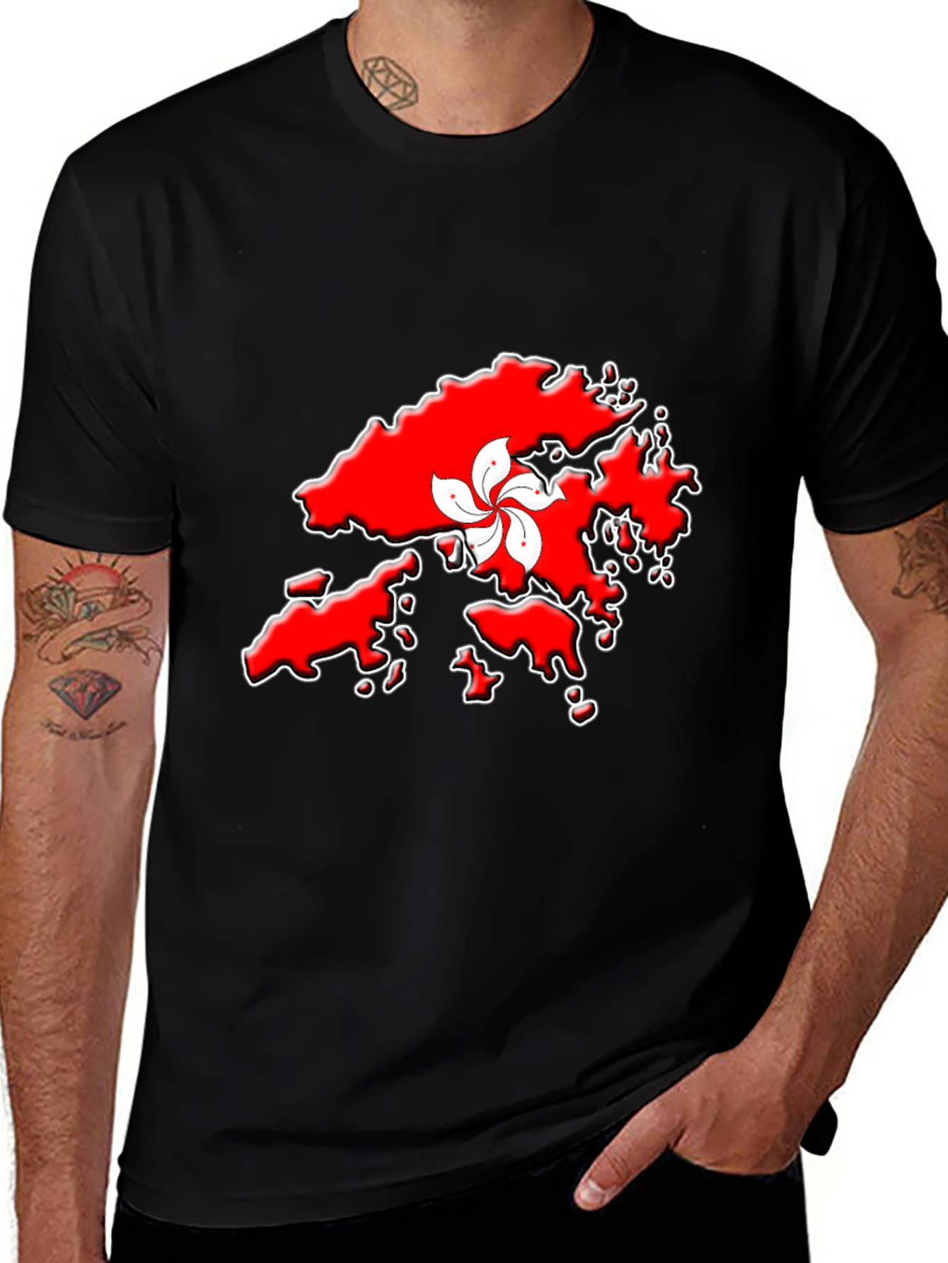 Hong Kong Map T-Shirt - Red Graphic Tee