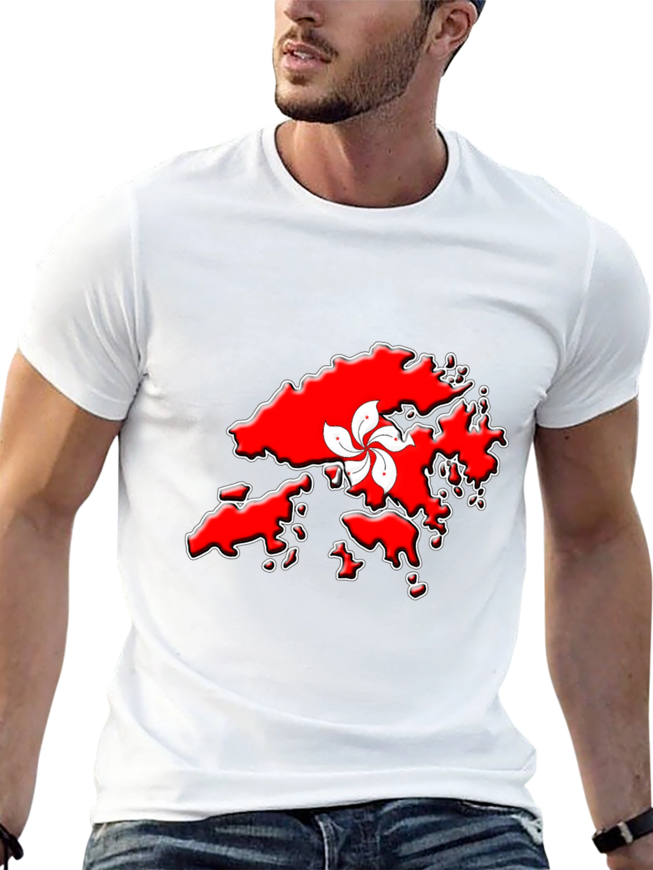 Hong Kong Map T-Shirt - Red Graphic Tee