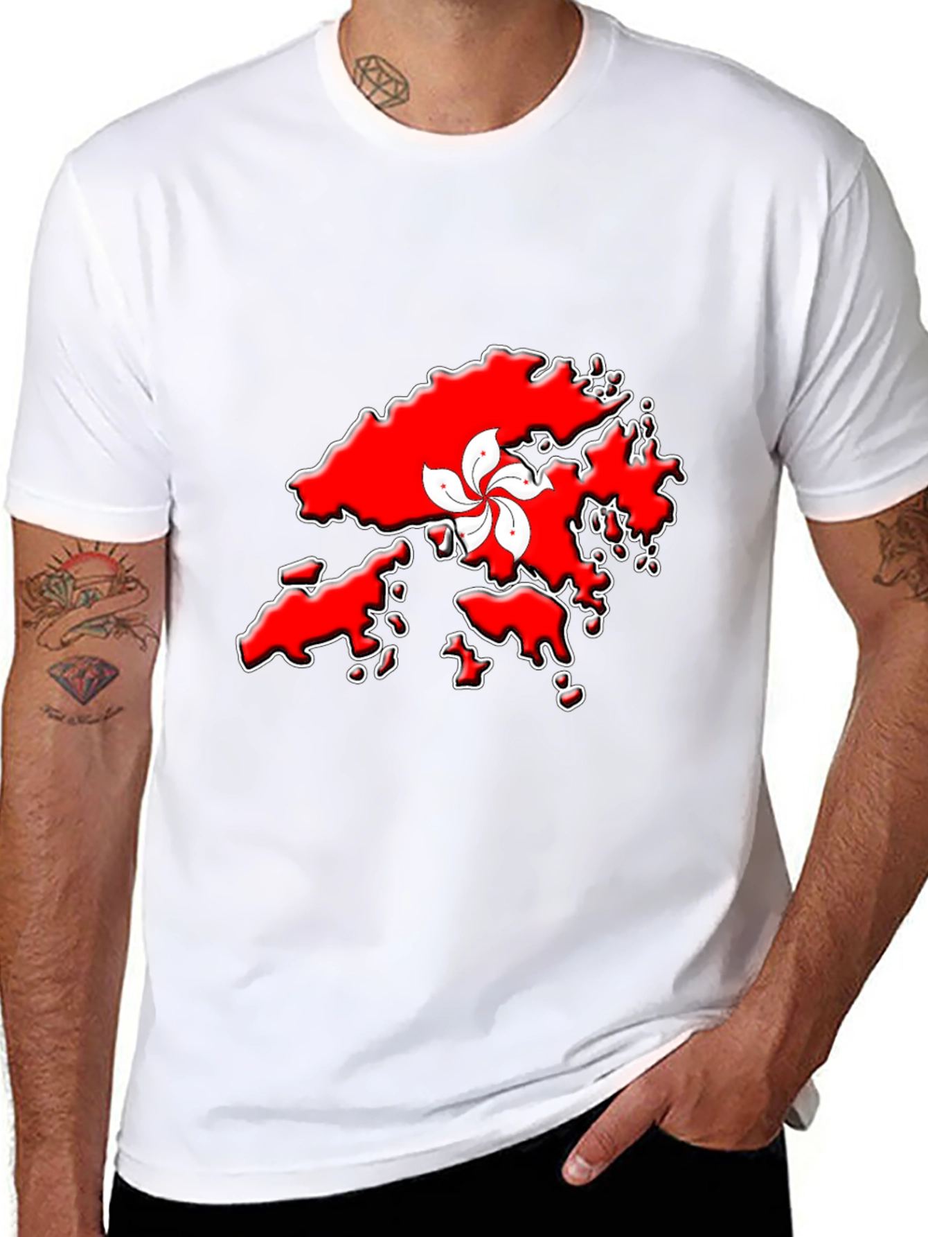 Hong Kong Map T-Shirt - Red Graphic Tee