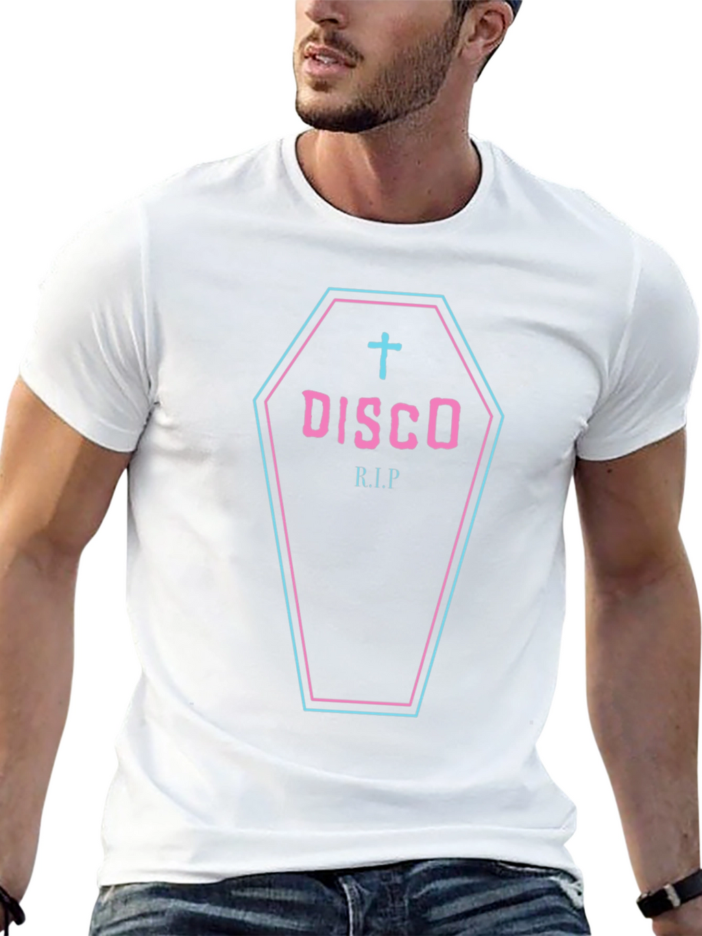 Disco RIP Coffin Graphic Black T-Shirt