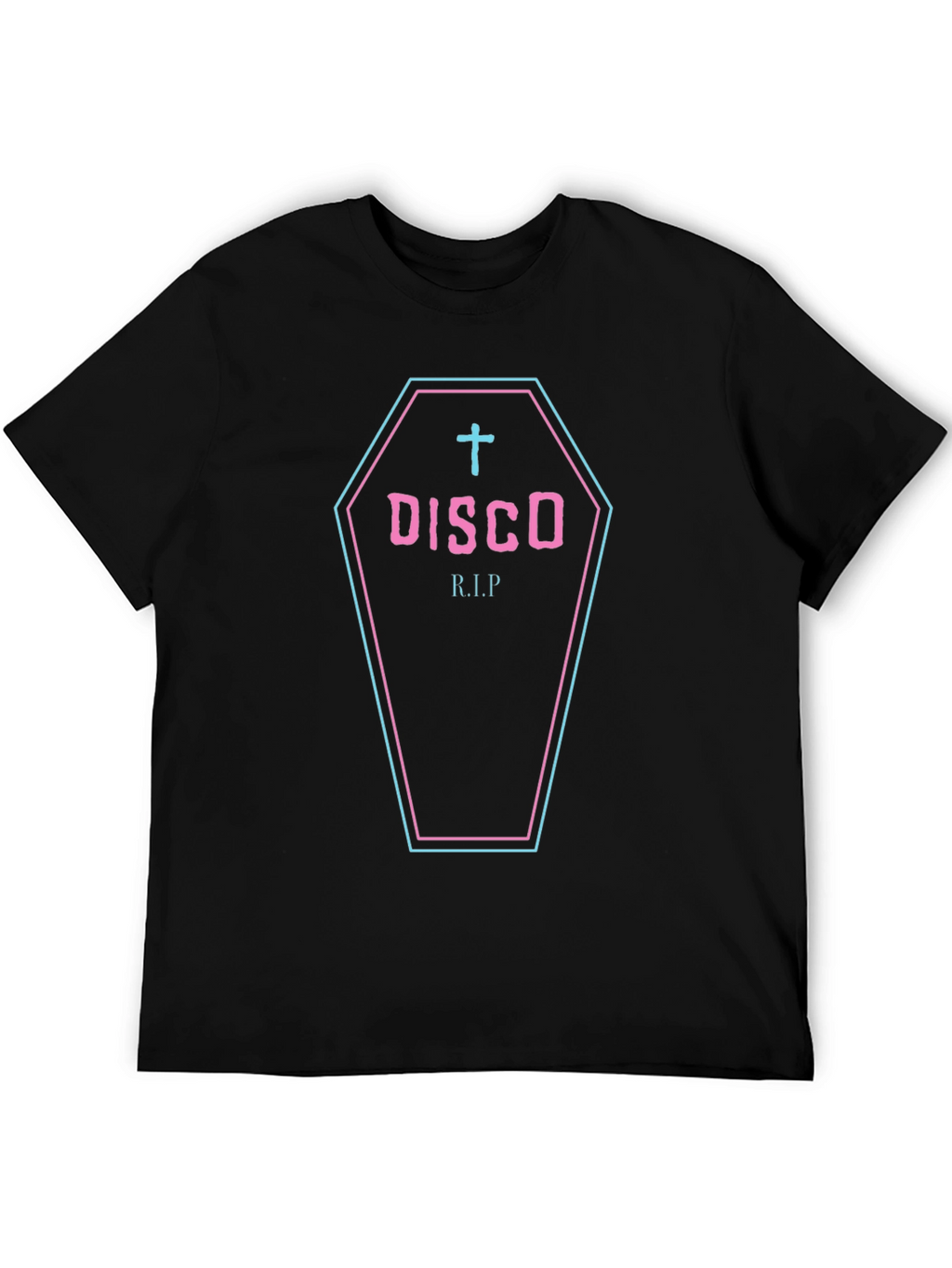 Disco RIP Coffin Graphic Black T-Shirt