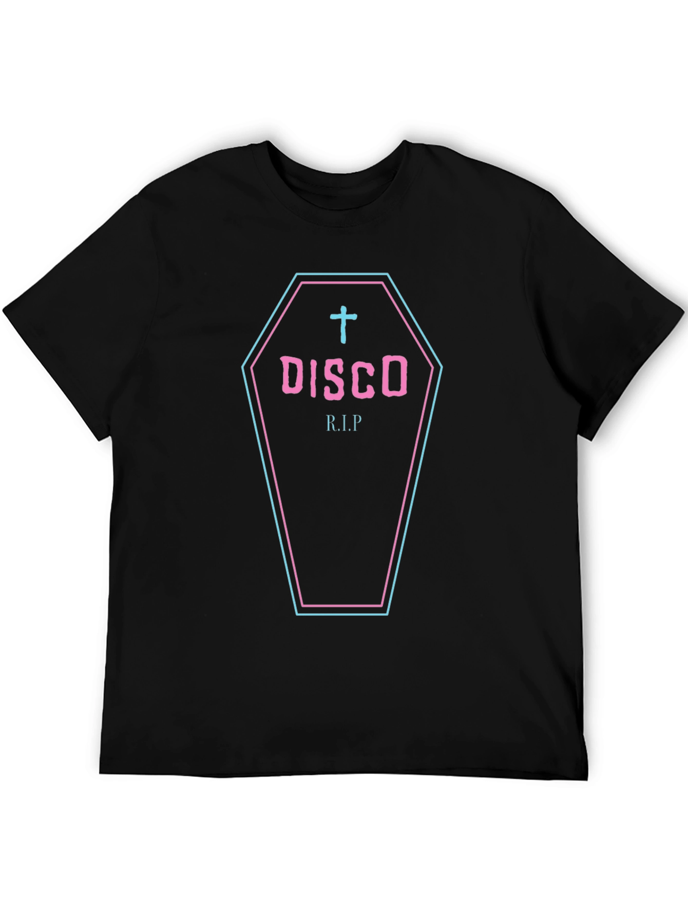 Disco RIP Coffin Graphic Black T-Shirt