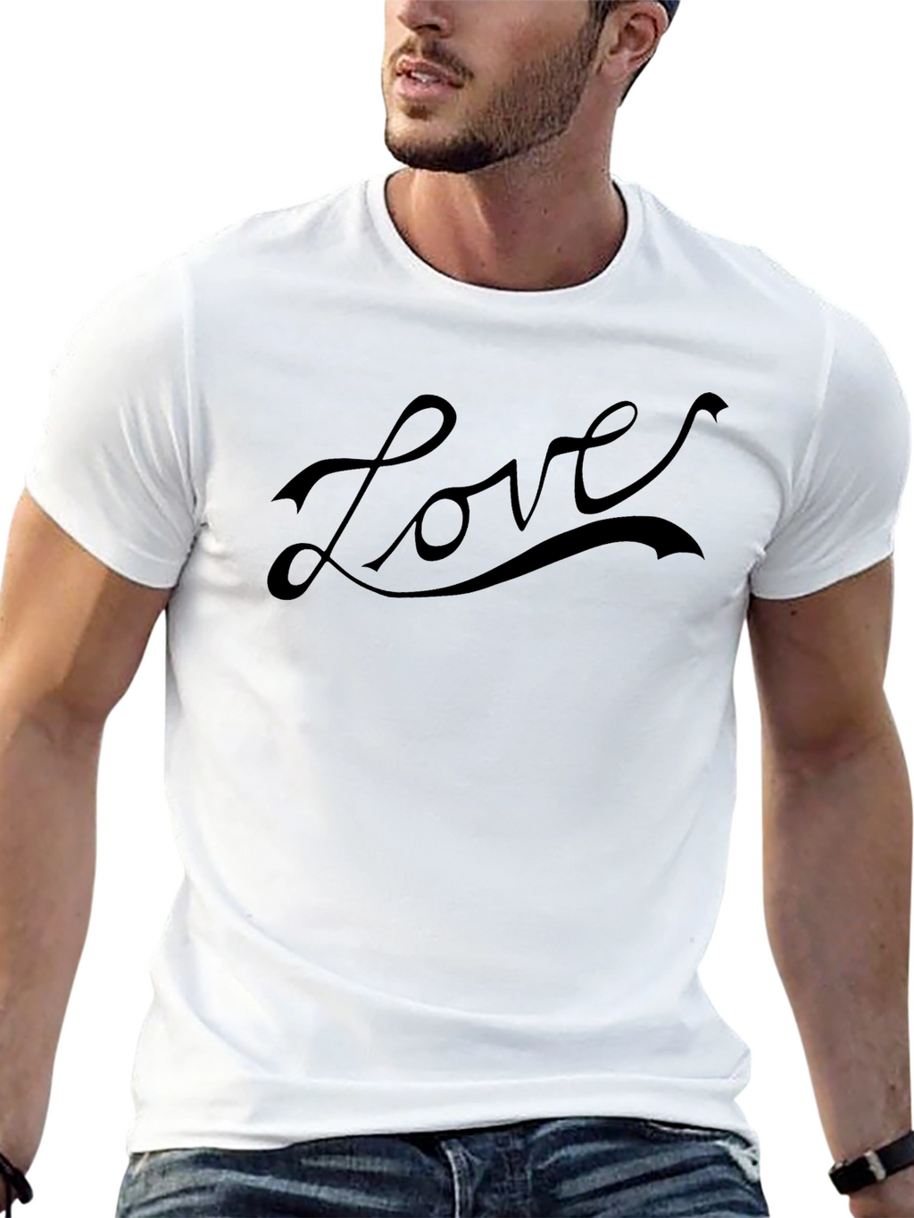Love Graphic Print Mens Black T-Shirt