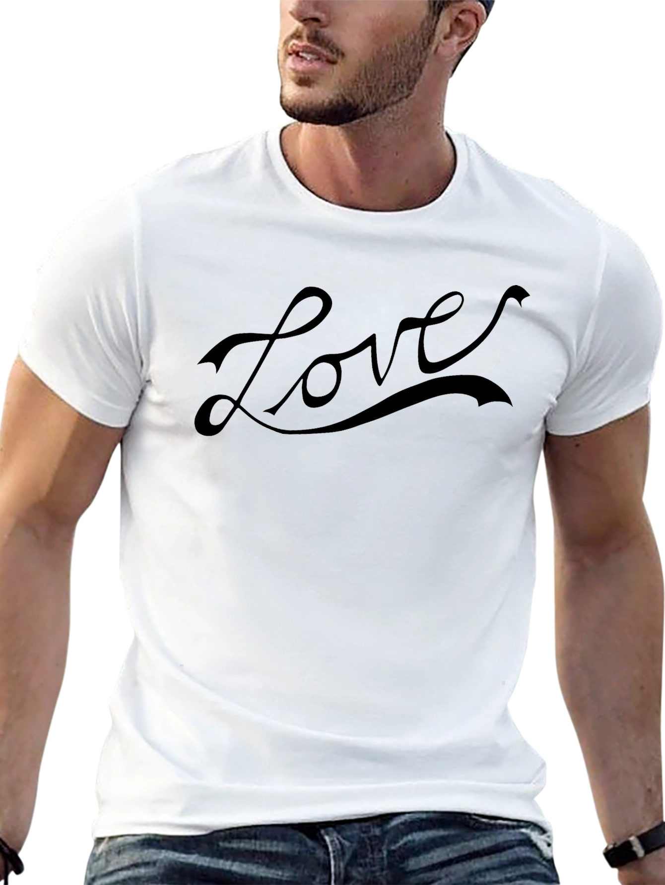 Love Graphic Print Mens Black T-Shirt