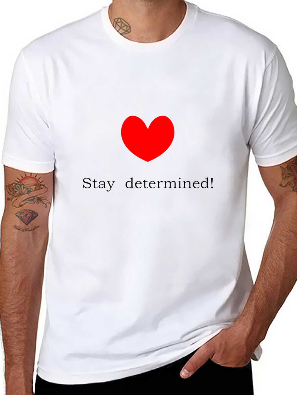 Stay Determined! Black Crewneck T-Shirt