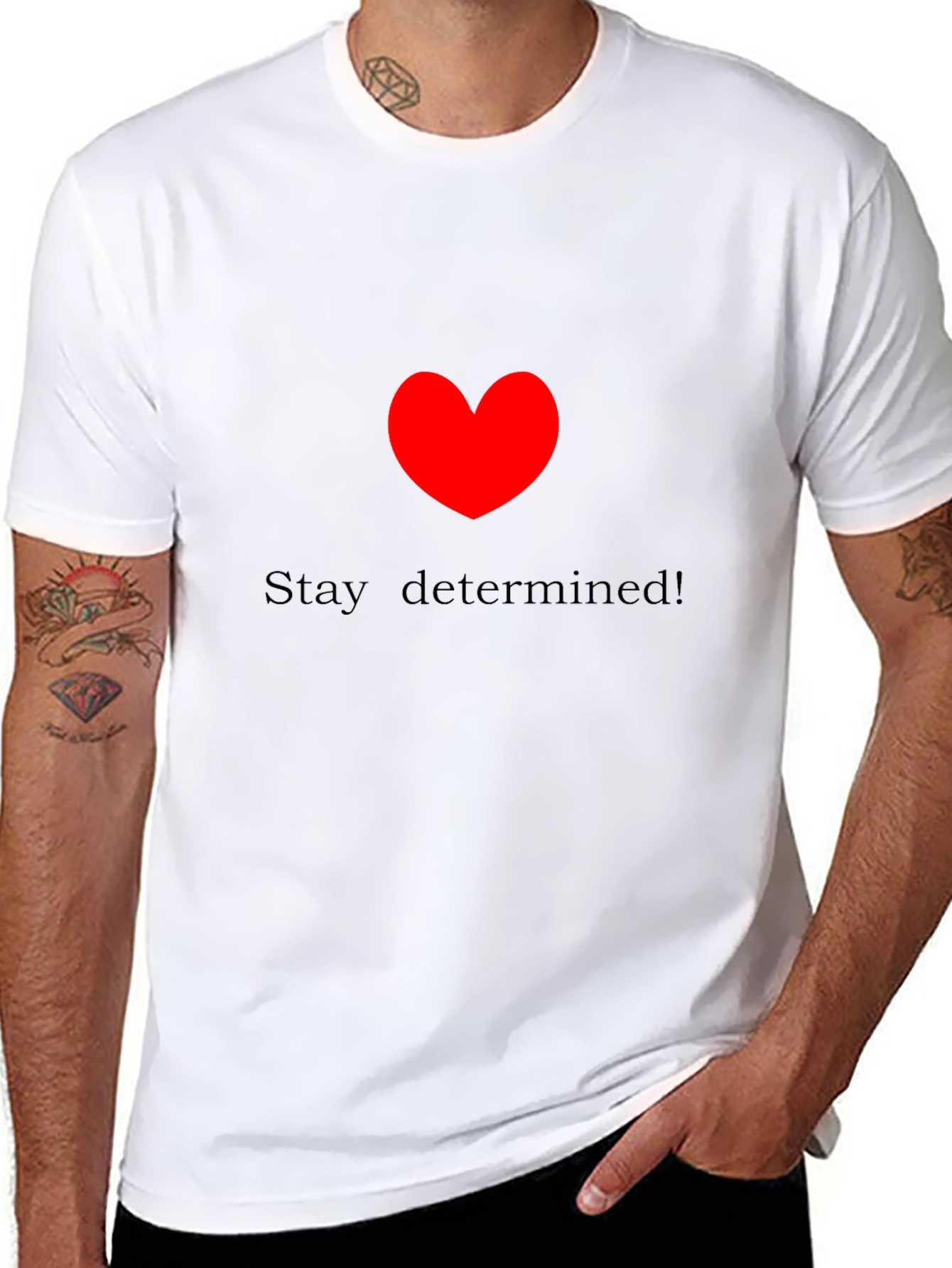 Stay Determined! Black Crewneck T-Shirt