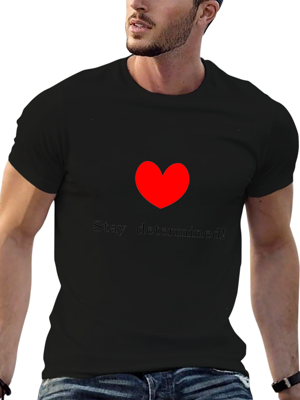 Stay Determined! Black Crewneck T-Shirt
