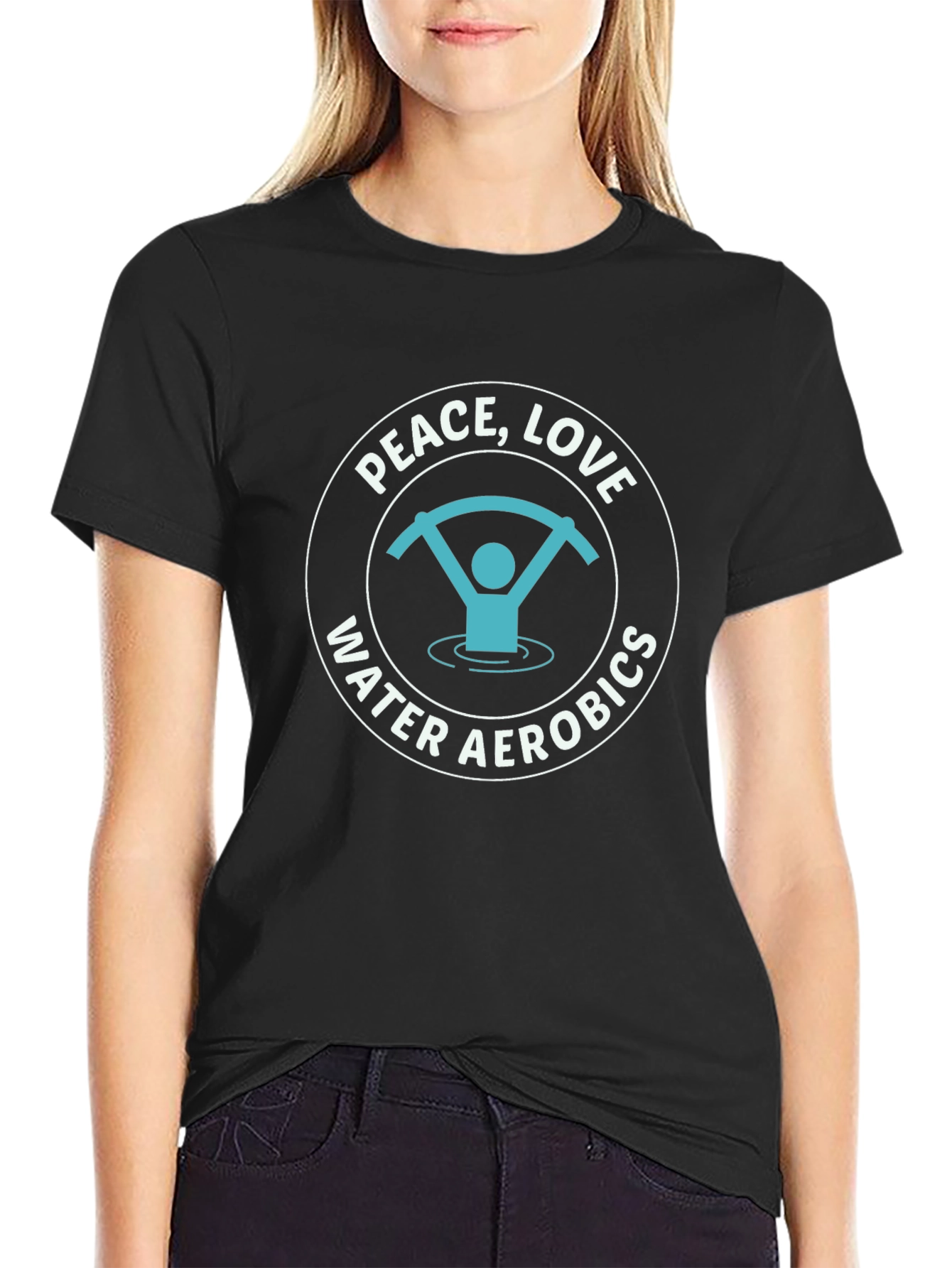 Peace Love Water Aerobics Graphic T-Shirt