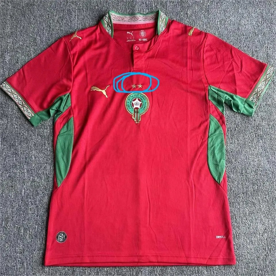 2026/27 Morocco Home Red Fans Soccer Jersey (with 2 stars 带两星） Front