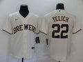Men's Milwaukee Brewers Christian Yelich #22 Beige Player Jerseys