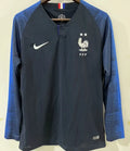 2018 France Home Retro Long Sleeve Soccer Jersey Front