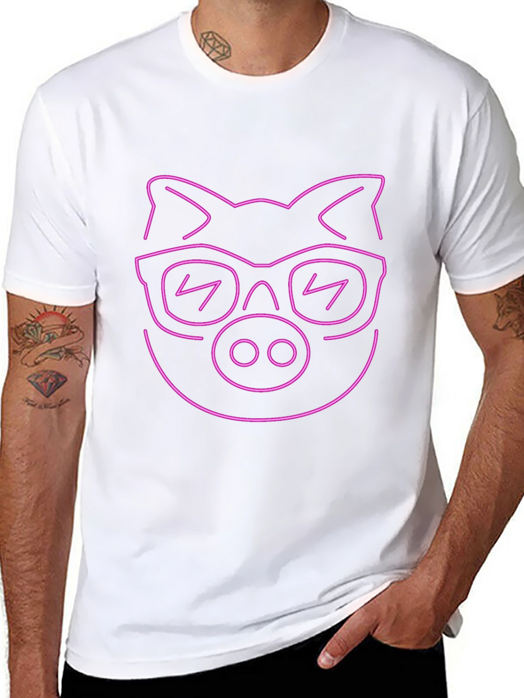 Cool Pig Neon Graphic Black T-Shirt