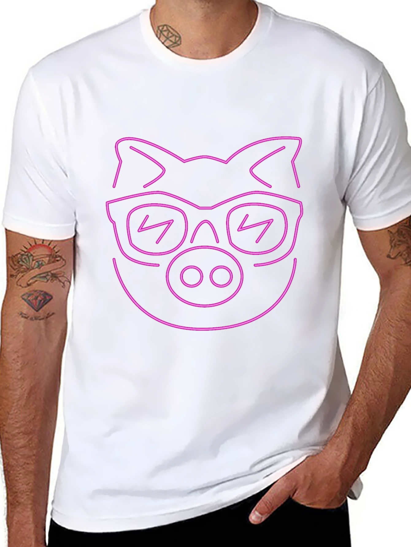 Cool Pig Neon Graphic Black T-Shirt