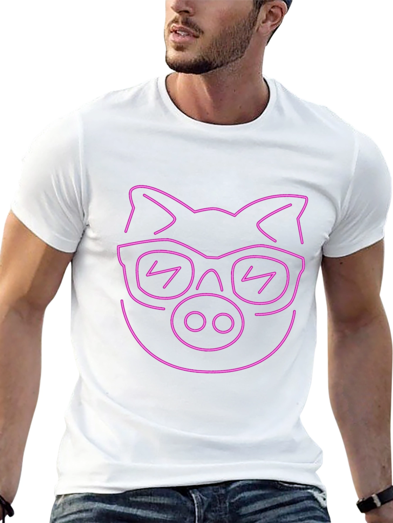 Cool Pig Neon Graphic Black T-Shirt
