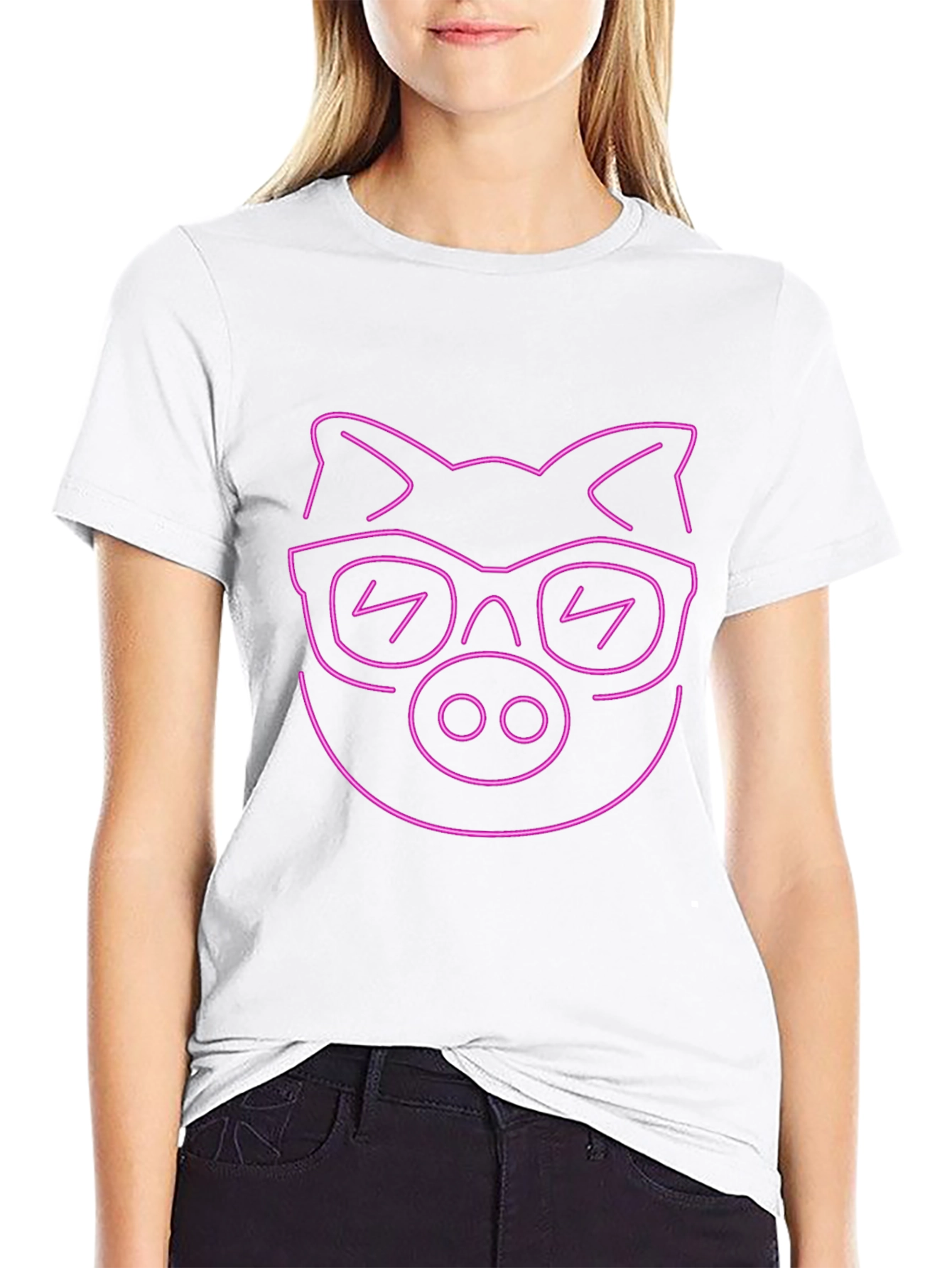 Cool Pig Neon Graphic Black T-Shirt