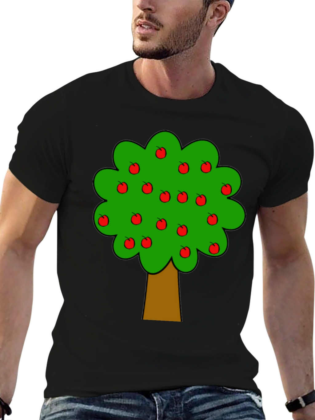 Apple Tree Graphic Black T-Shirt