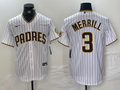 Men's San Diego Padres Jackson Merrill #3 White Home Replica Player Jerseys