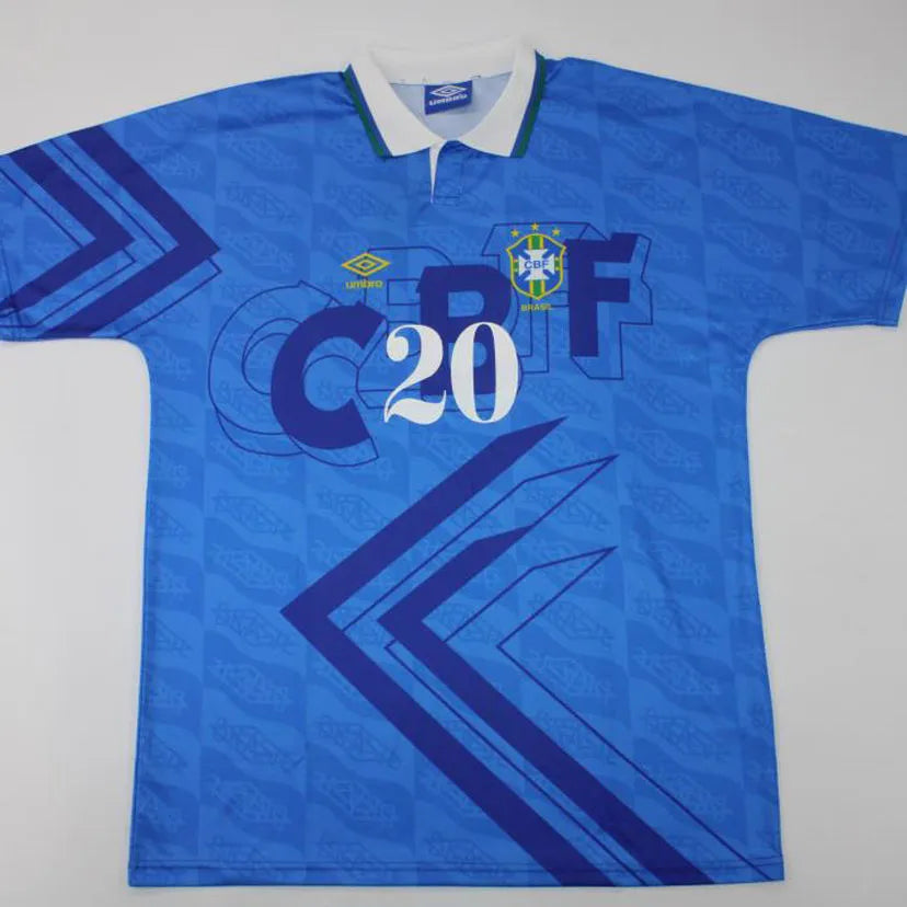 1991/93 Brazil Away Blue Retro Soccer Jersey Detail 2