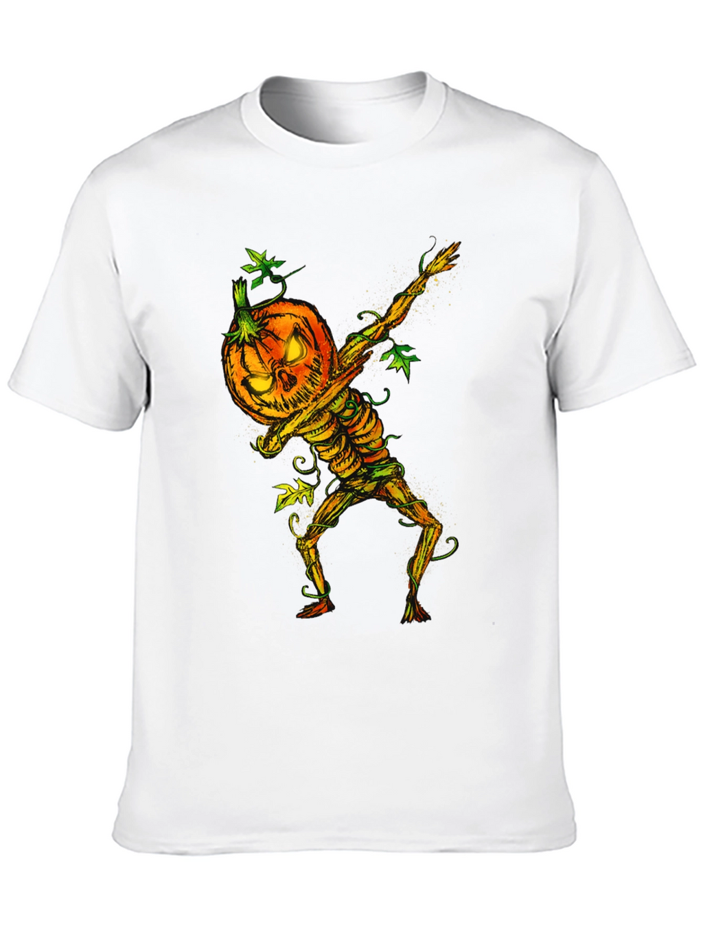 Halloween Pumpkin Skeleton Dabbing Tee